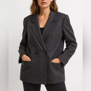 Vintage Saville Tweed Wool Blazer Plaid Sz 10 Gray old money quiet luxury preppy